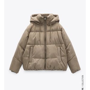 NWT Zara Water Repellent PUFFER JACKET Mink XXL